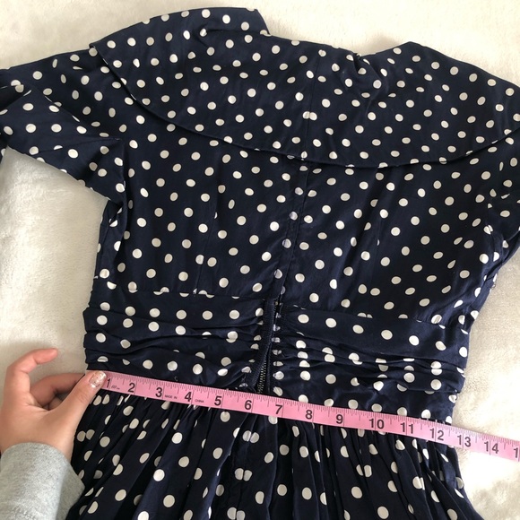 VINTAGE/ 1950s belted polka dot swing dress - Picture 8 of 15